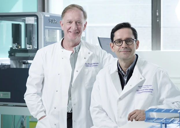 Professor Michael Hubank, Scientific Director of Clinical Genomics (left), and Dr Mikel Valgañón-Petrizan, Head of Clinical Genomics, at The Royal Marsden