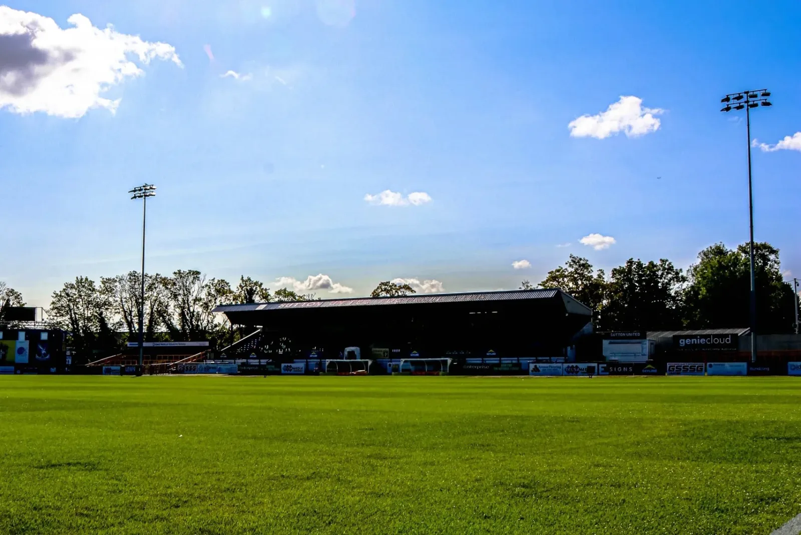 Sutton United's ground on Gander Green Lane, now named the 360 Engage Stadium.